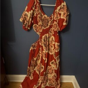 Free People Kalina Printed Midi Dress - Endless Summer Red Floral - Size Large